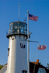 American Flags By Chatham Lighthouse Tower